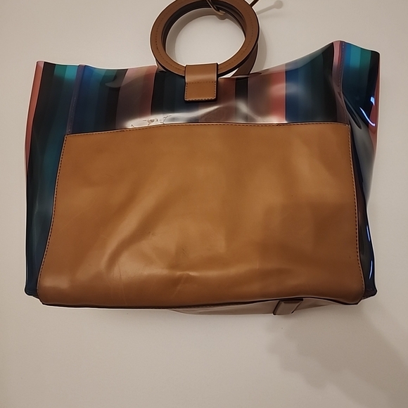 Vince Camuto PVC/ Leather Top Handle Tote Handbag - Picture 6 of 13